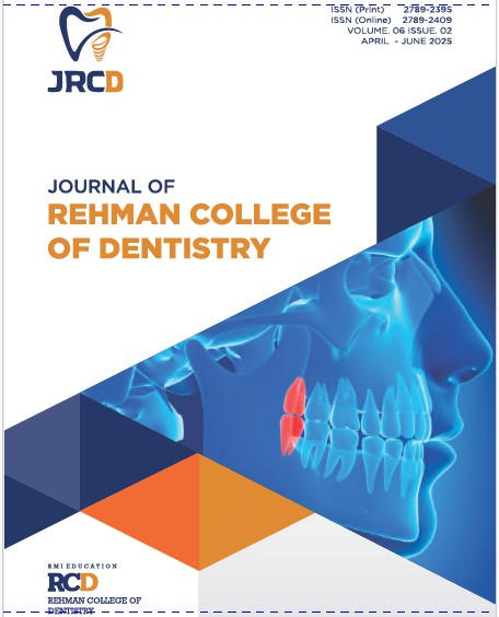 					View Vol. 6 No. 2 (2025): Journal of Rehman College of Dentistry
				