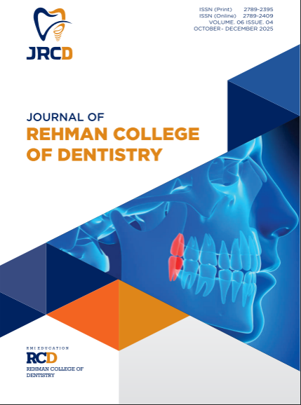 					View Vol. 6 No. 4 (2025): Journal Of Rehman College of Dentistry
				